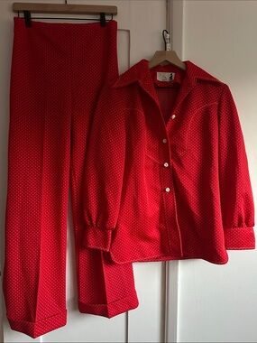 MR BEAU Vintage Red Polka Dot 2-Piece Retro Set